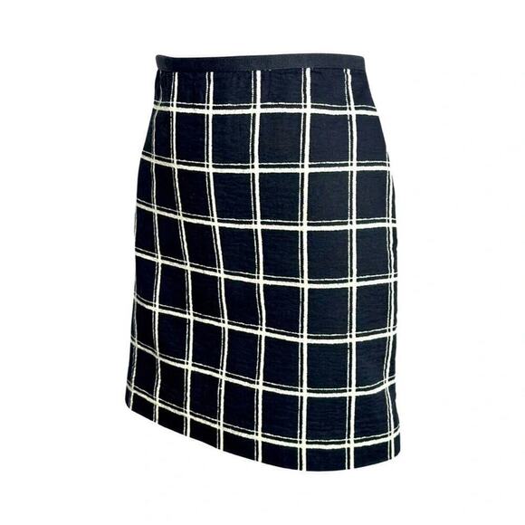 Madewell Cotton Windowpane Mini Skirt Black White Double Gauze Size 0 - Picture 4 of 9